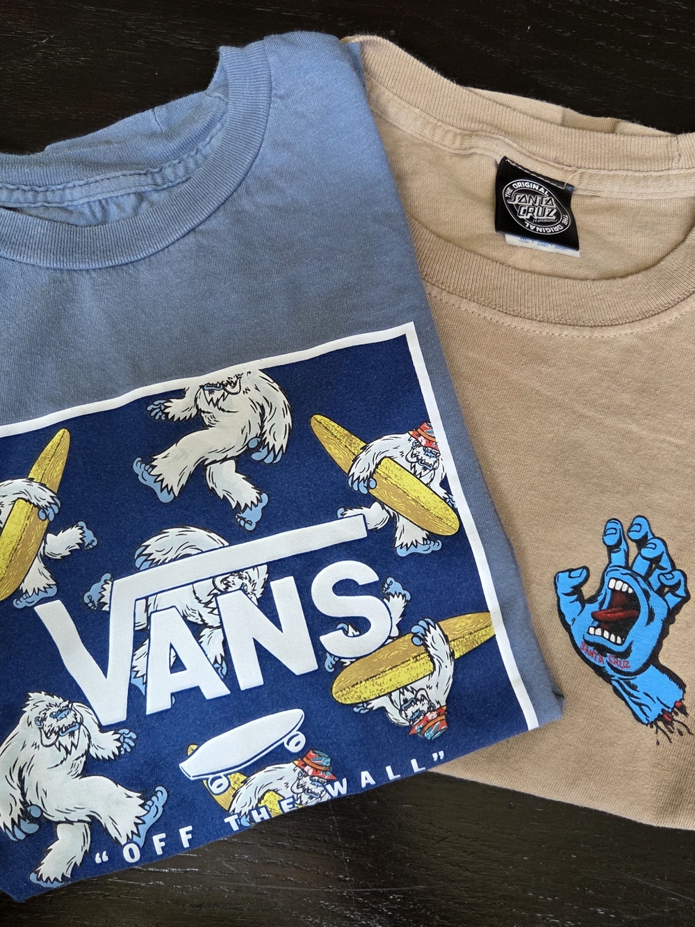 Vans Kids Blue and Santa Cruz Tan Graphic Short Sleeve Tee Duo